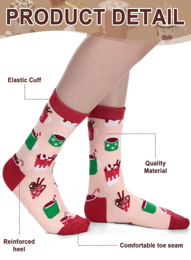 Halfchet 6 Pairs Hot Cocoa Socks for Women Novelty Chocolate Patterns Christmas Stocking Stuffers for Hotcocoa Lover - Image 4